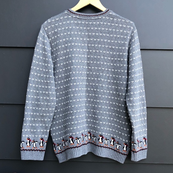 Northern Reflections Cotton Mix Crew Neck  Sweater - penguins in snow - L - Picture 2 of 7